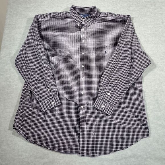 Ralph Lauren Shirt Mens Tall 2XL Red Blue Checkered Classic Collared Button Down - Picture 1 of 8